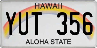 HI license plate YUT356