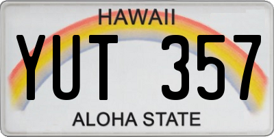 HI license plate YUT357