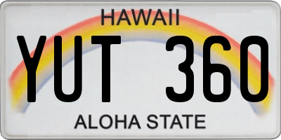 HI license plate YUT360