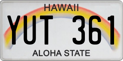 HI license plate YUT361