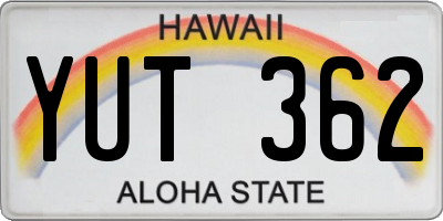 HI license plate YUT362