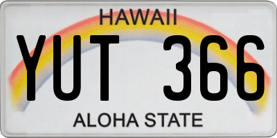 HI license plate YUT366