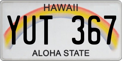 HI license plate YUT367