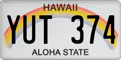 HI license plate YUT374