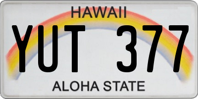 HI license plate YUT377
