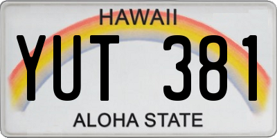 HI license plate YUT381