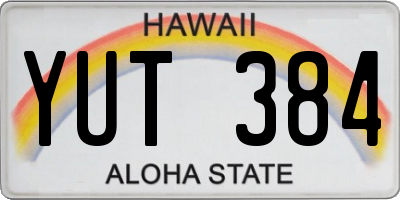 HI license plate YUT384