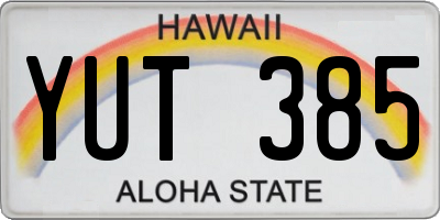 HI license plate YUT385