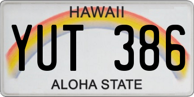 HI license plate YUT386