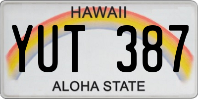 HI license plate YUT387