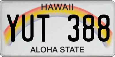 HI license plate YUT388