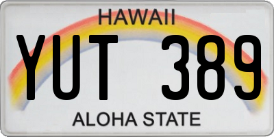 HI license plate YUT389