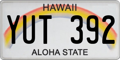 HI license plate YUT392