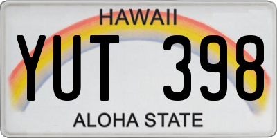 HI license plate YUT398