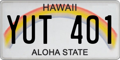 HI license plate YUT401