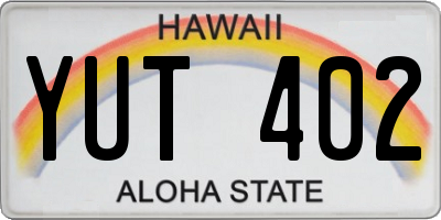 HI license plate YUT402