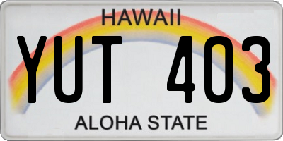 HI license plate YUT403