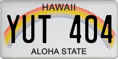 HI license plate YUT404