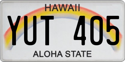 HI license plate YUT405