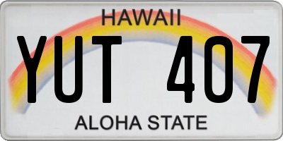 HI license plate YUT407