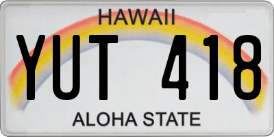 HI license plate YUT418