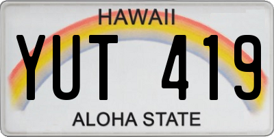 HI license plate YUT419