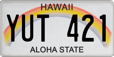 HI license plate YUT421