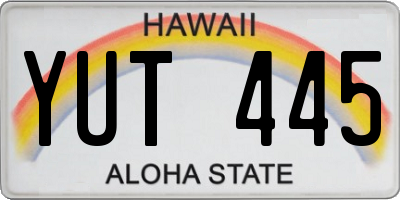 HI license plate YUT445