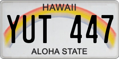 HI license plate YUT447