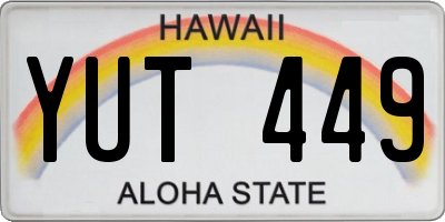 HI license plate YUT449