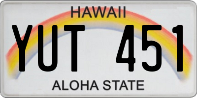 HI license plate YUT451