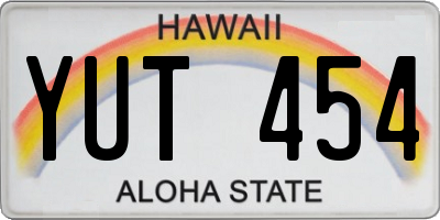 HI license plate YUT454