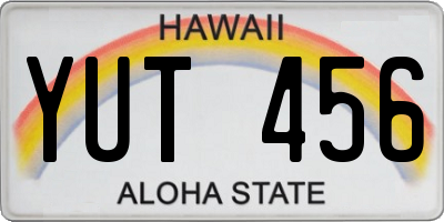 HI license plate YUT456