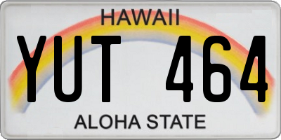 HI license plate YUT464