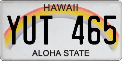 HI license plate YUT465