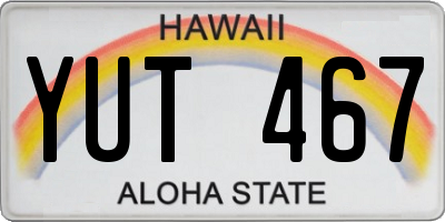 HI license plate YUT467