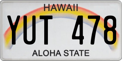 HI license plate YUT478
