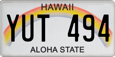 HI license plate YUT494