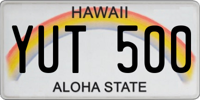 HI license plate YUT500