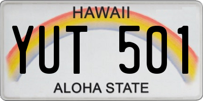 HI license plate YUT501