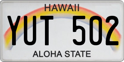 HI license plate YUT502