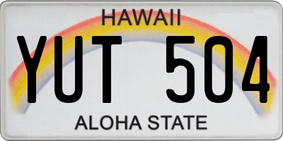 HI license plate YUT504