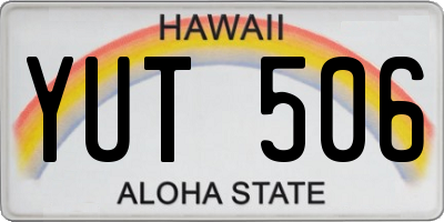 HI license plate YUT506