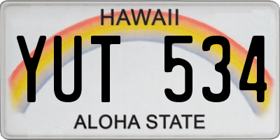 HI license plate YUT534