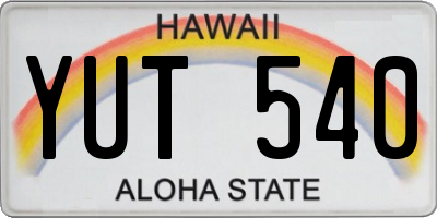 HI license plate YUT540