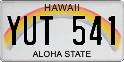 HI license plate YUT541