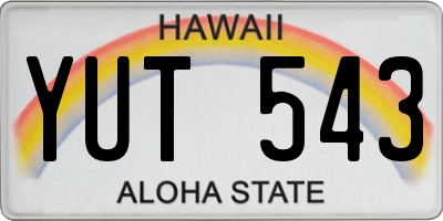 HI license plate YUT543