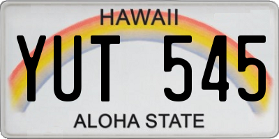 HI license plate YUT545