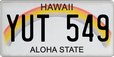 HI license plate YUT549