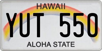 HI license plate YUT550